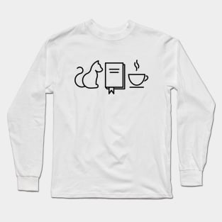 Coffee Book and Cat Long Sleeve T-Shirt